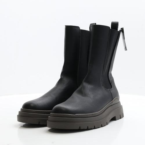 Primark Womens Black Faux Leather Bootie Boot UK 5 EUR 38