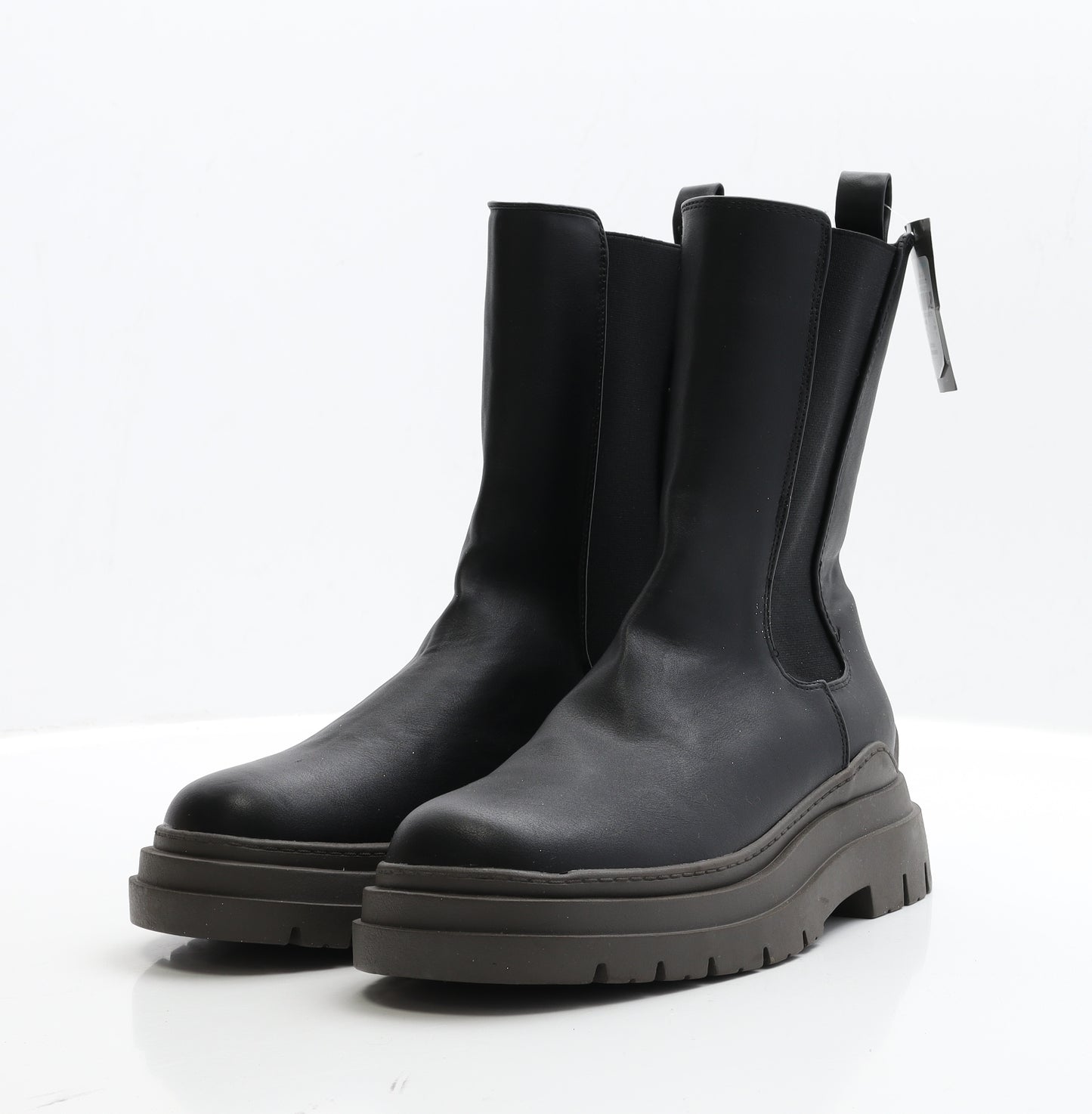 Primark Womens Black Faux Leather Bootie Boot UK 5 EUR 38
