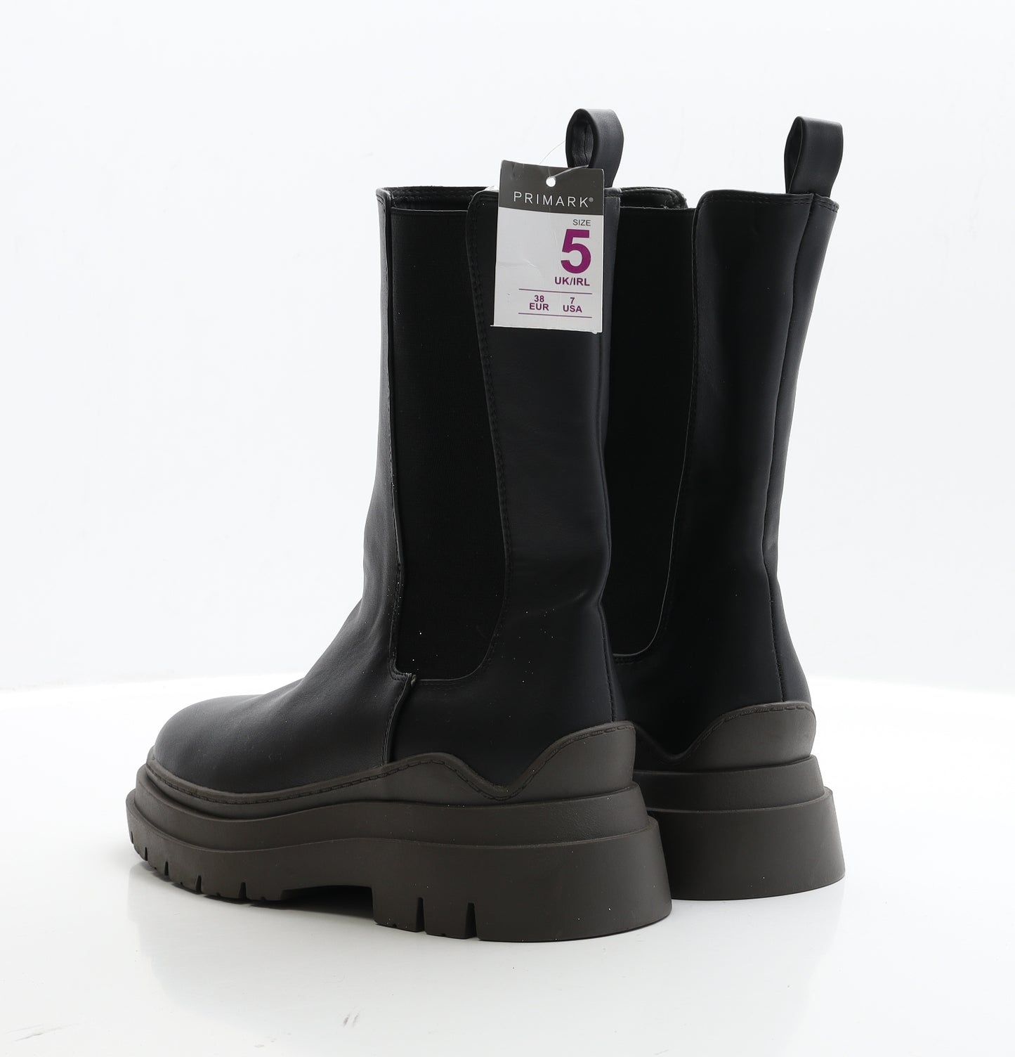 Primark Womens Black Faux Leather Bootie Boot UK 5 EUR 38