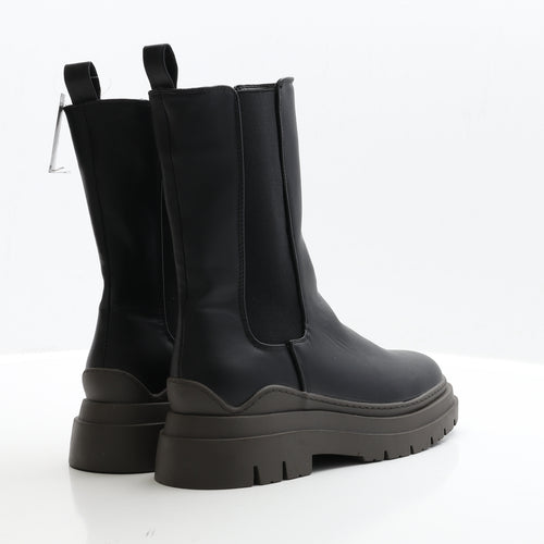 Primark Womens Black Faux Leather Bootie Boot UK 5 EUR 38