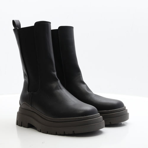 Primark Womens Black Faux Leather Bootie Boot UK 5 EUR 38