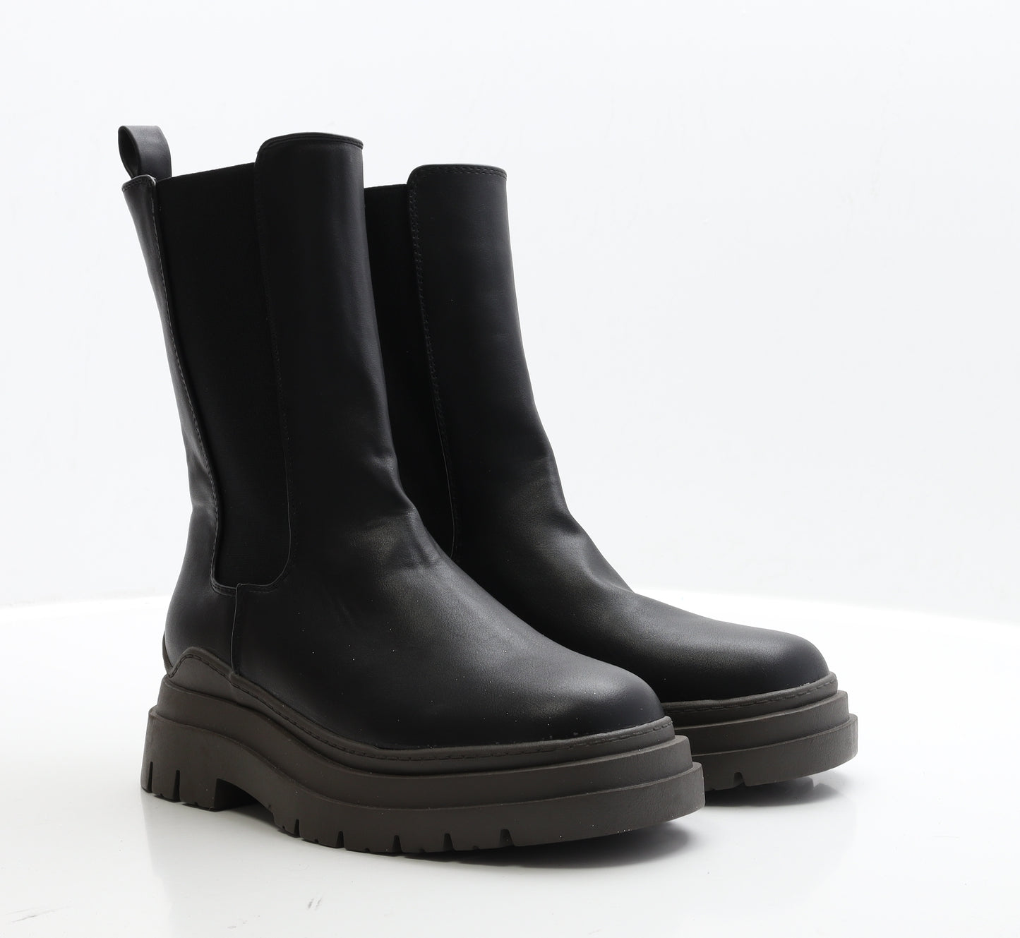 Primark Womens Black Faux Leather Bootie Boot UK 5 EUR 38