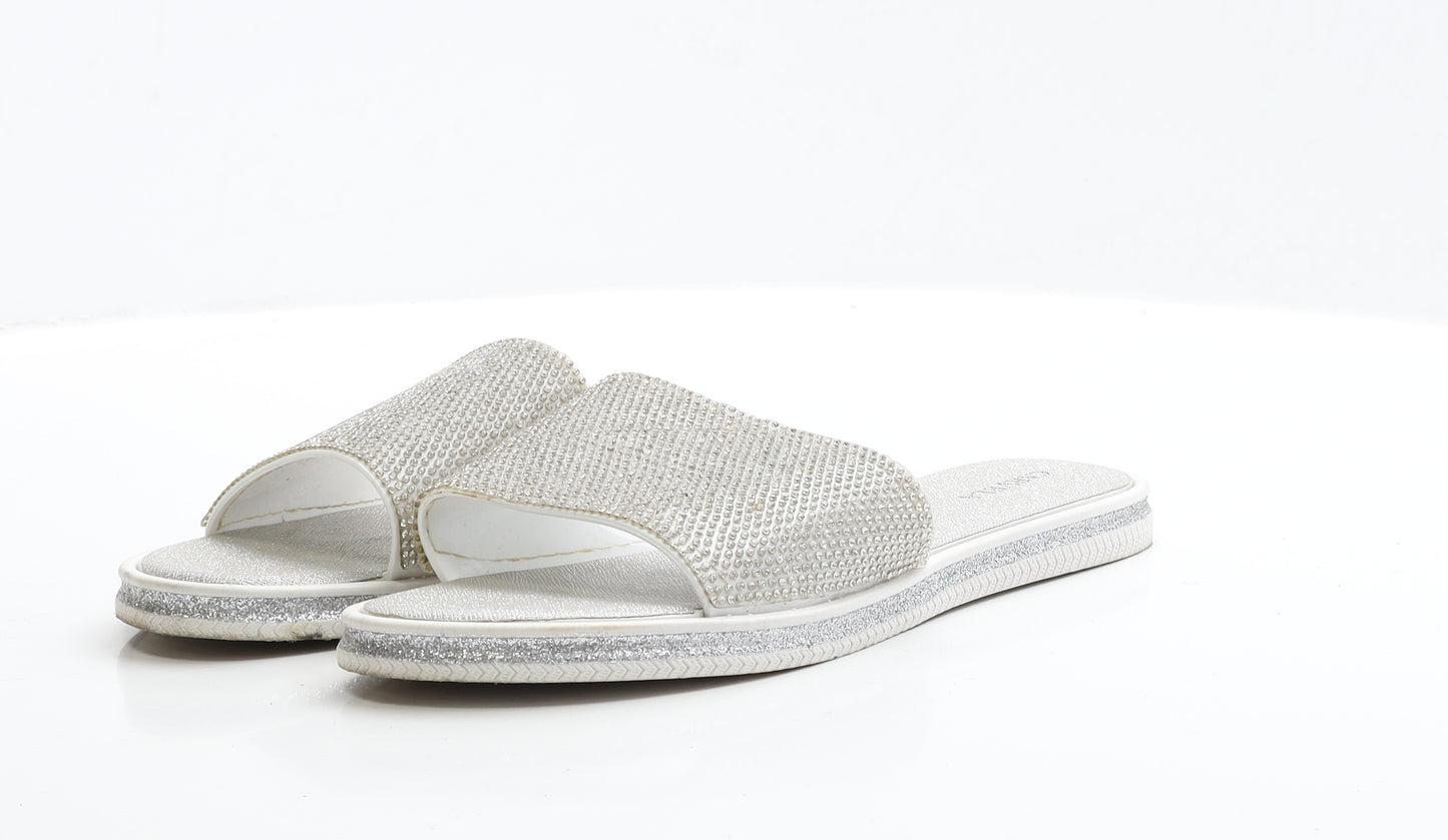 Carvela Womens Silver Polyester Slip On Sandal UK 7 EUR 40