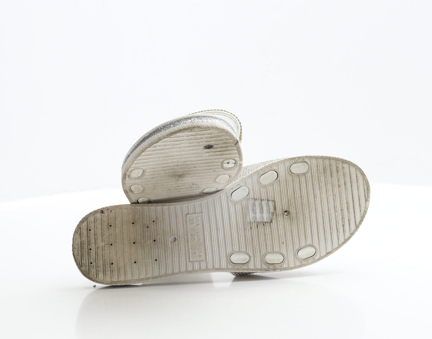 Carvela Womens Silver Polyester Slip On Sandal UK 7 EUR 40