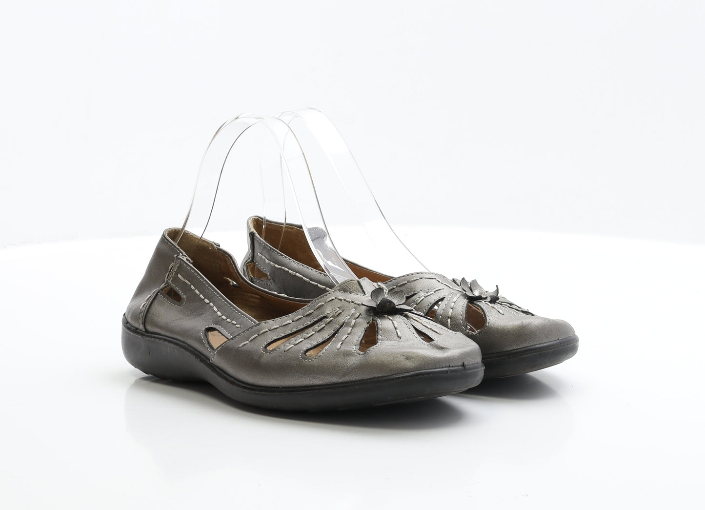 Cushion Walk Womens Grey Leather Flat UK 5 EUR 38