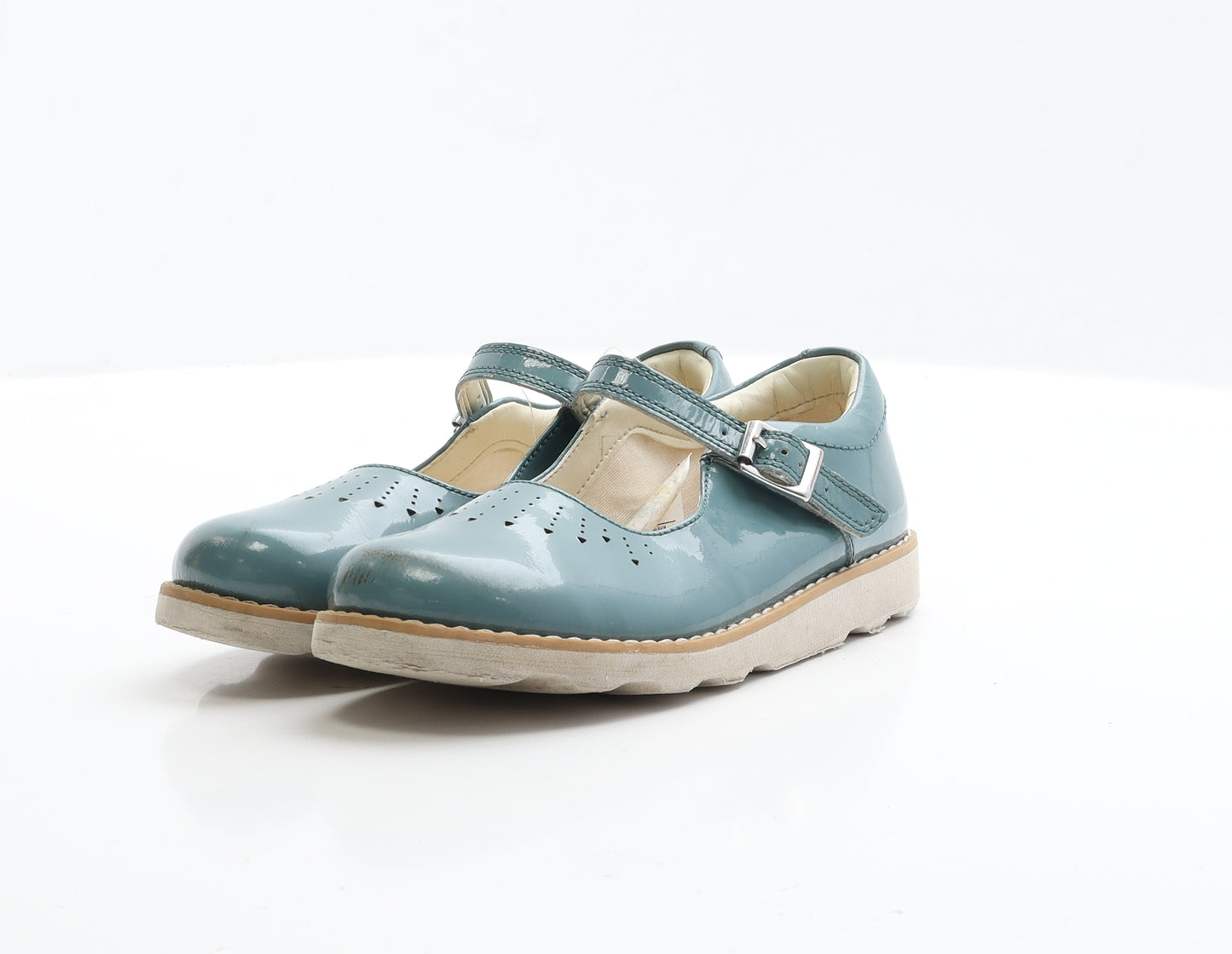 Clarks Girls Blue Patent Leather Flat UK 11.5