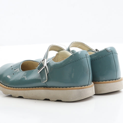 Clarks Girls Blue Patent Leather Flat UK 11.5