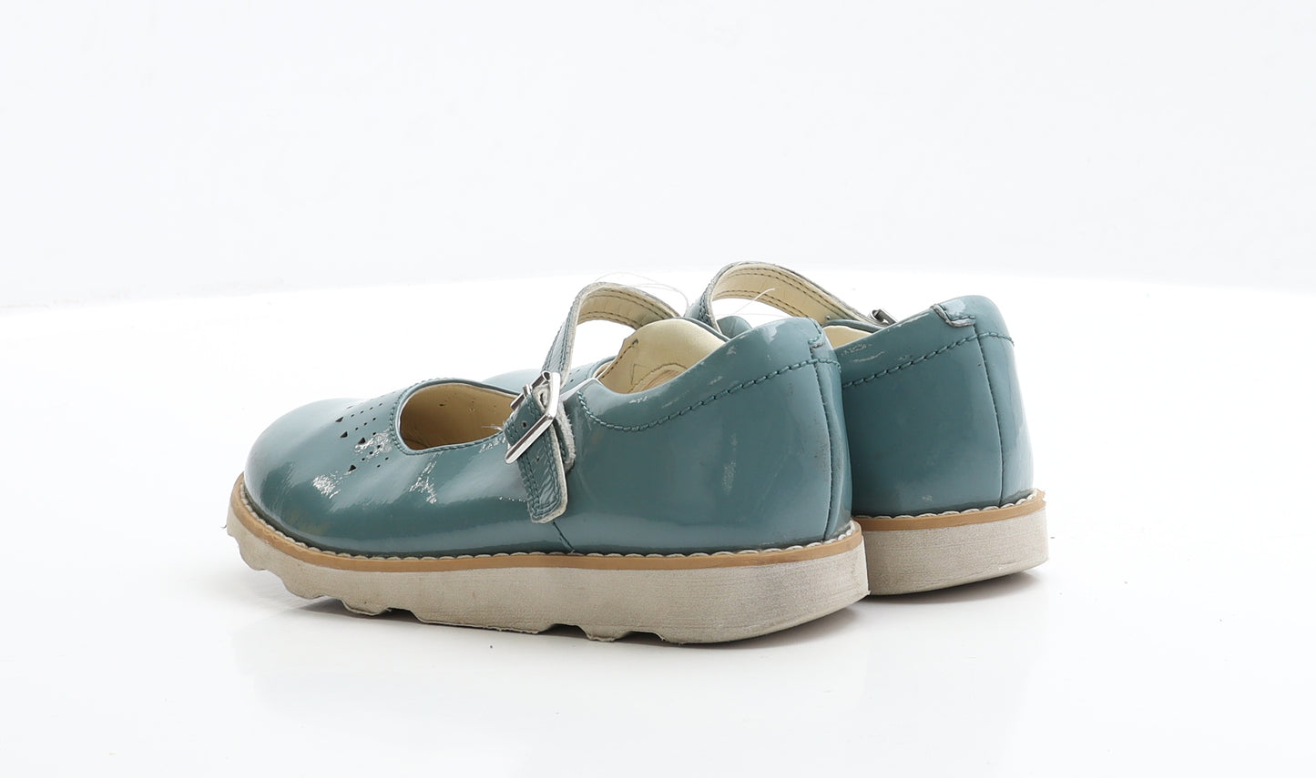 Clarks Girls Blue Patent Leather Flat UK 11.5