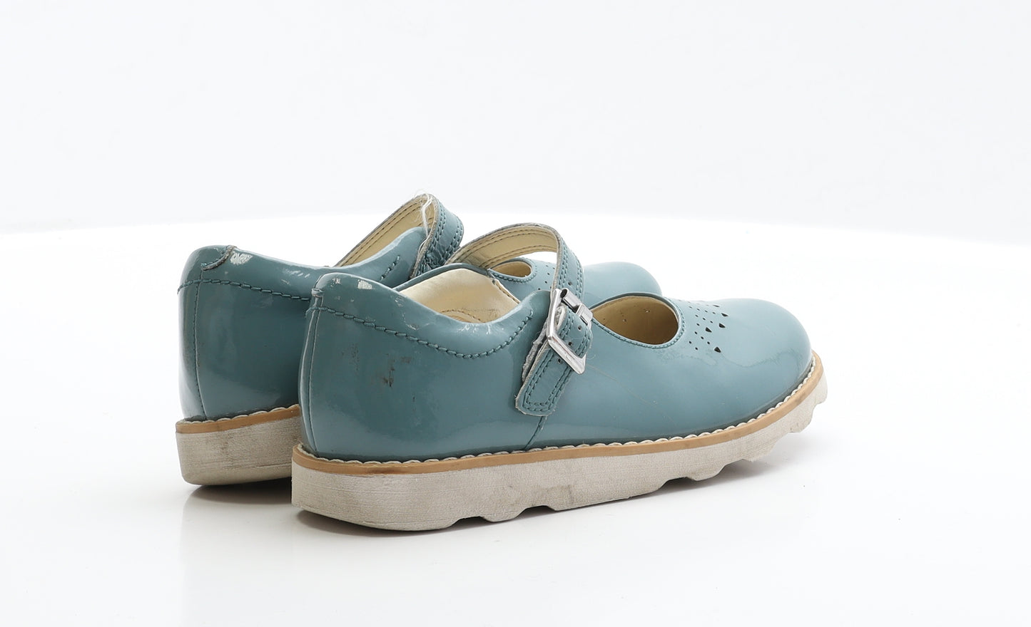 Clarks Girls Blue Patent Leather Flat UK 11.5