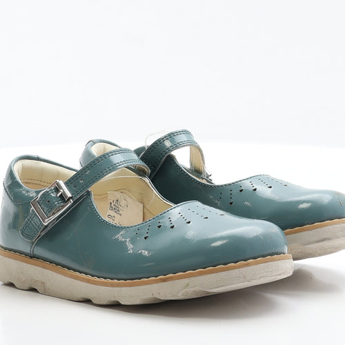 Clarks Girls Blue Patent Leather Flat UK 11.5