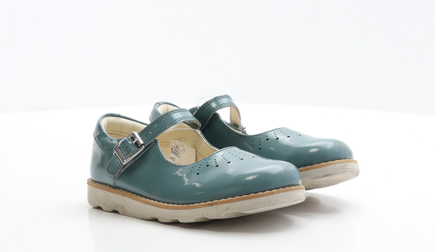 Clarks Girls Blue Patent Leather Flat UK 11.5