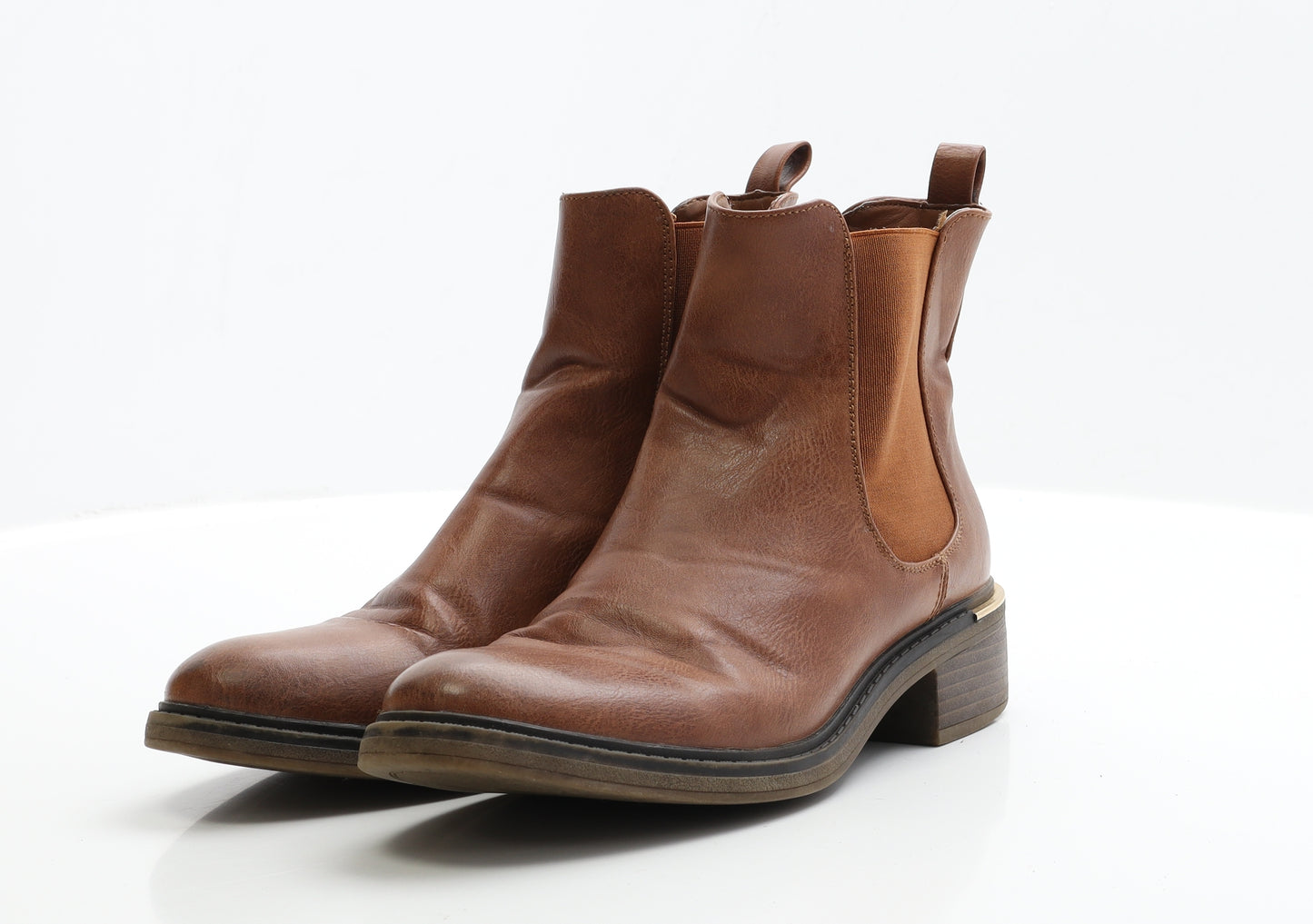 Preworn Womens Brown Faux Leather Chelsea Boot UK 5 EUR 38