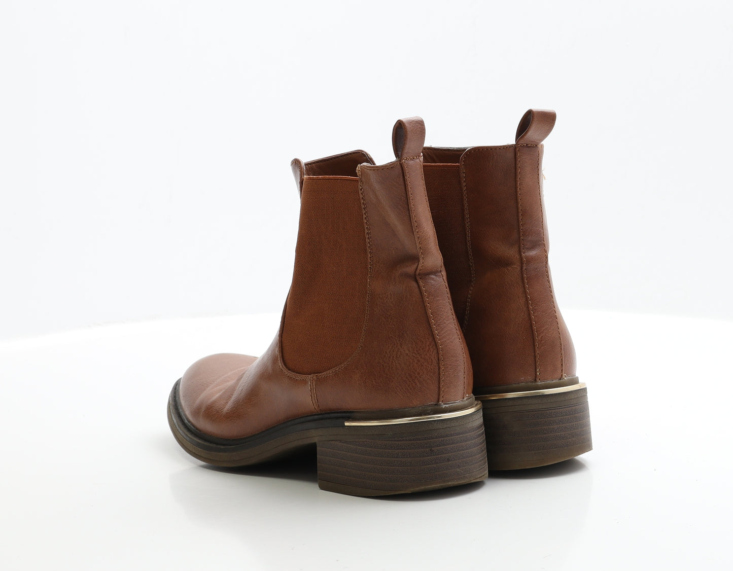 Preworn Womens Brown Faux Leather Chelsea Boot UK 5 EUR 38