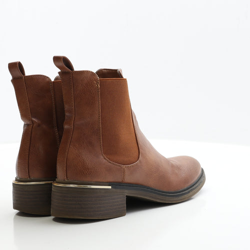 Preworn Womens Brown Faux Leather Chelsea Boot UK 5 EUR 38