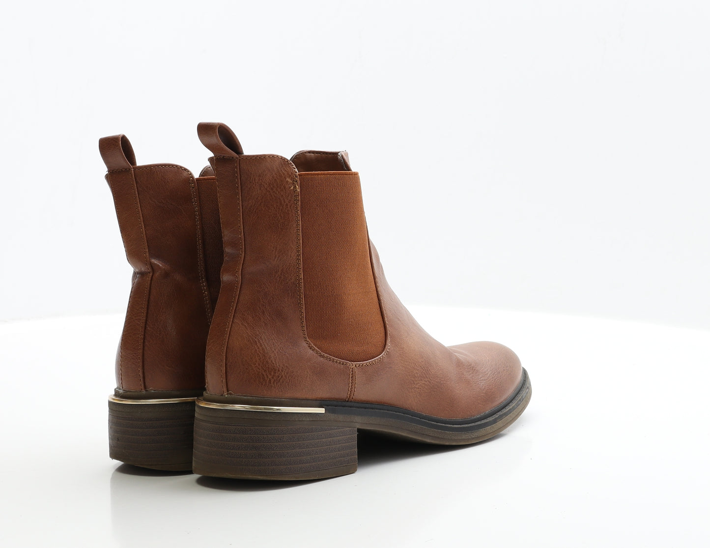 Preworn Womens Brown Faux Leather Chelsea Boot UK 5 EUR 38