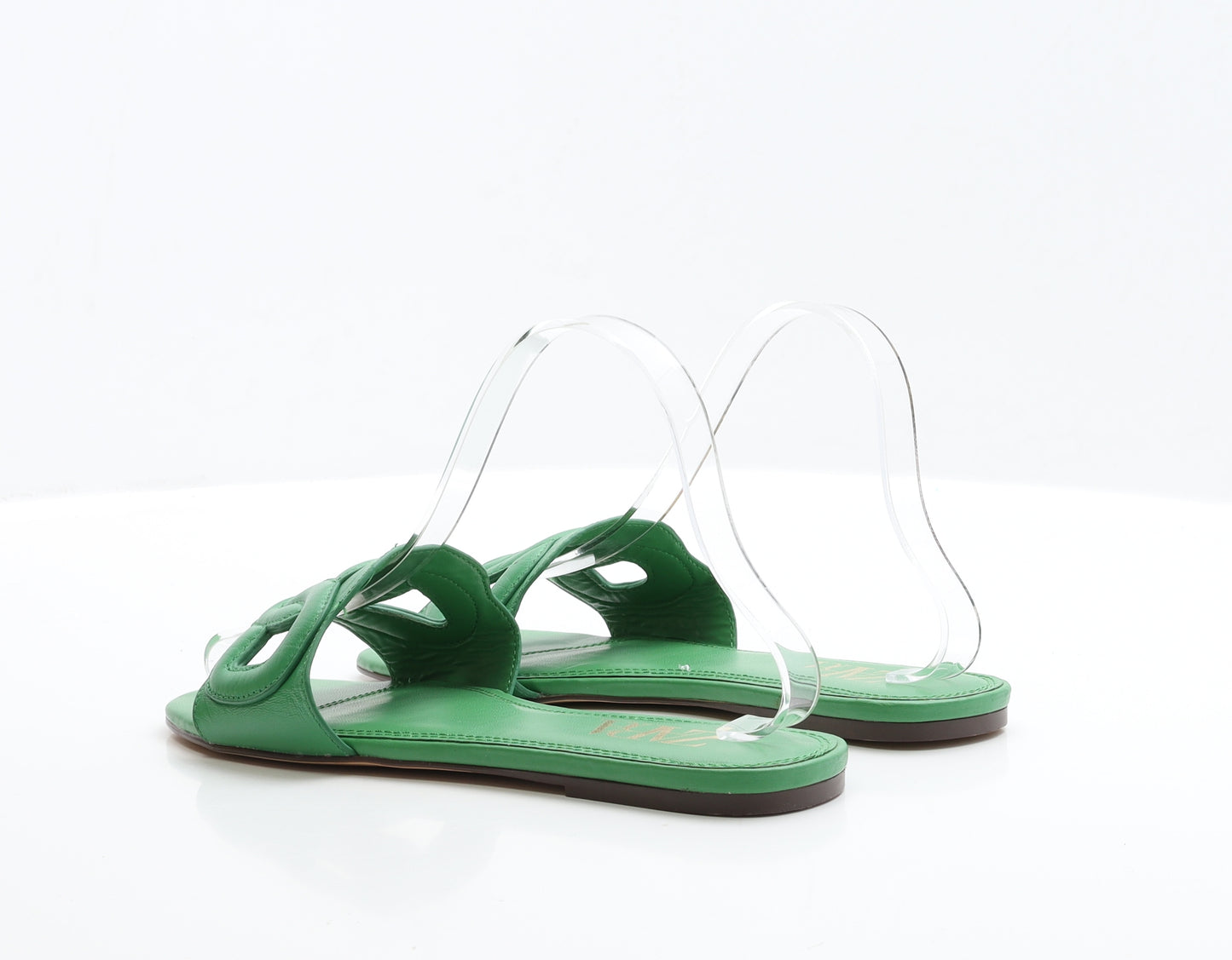 Zara Womens Green Faux Leather Slip On Sandal UK 5 EUR 38