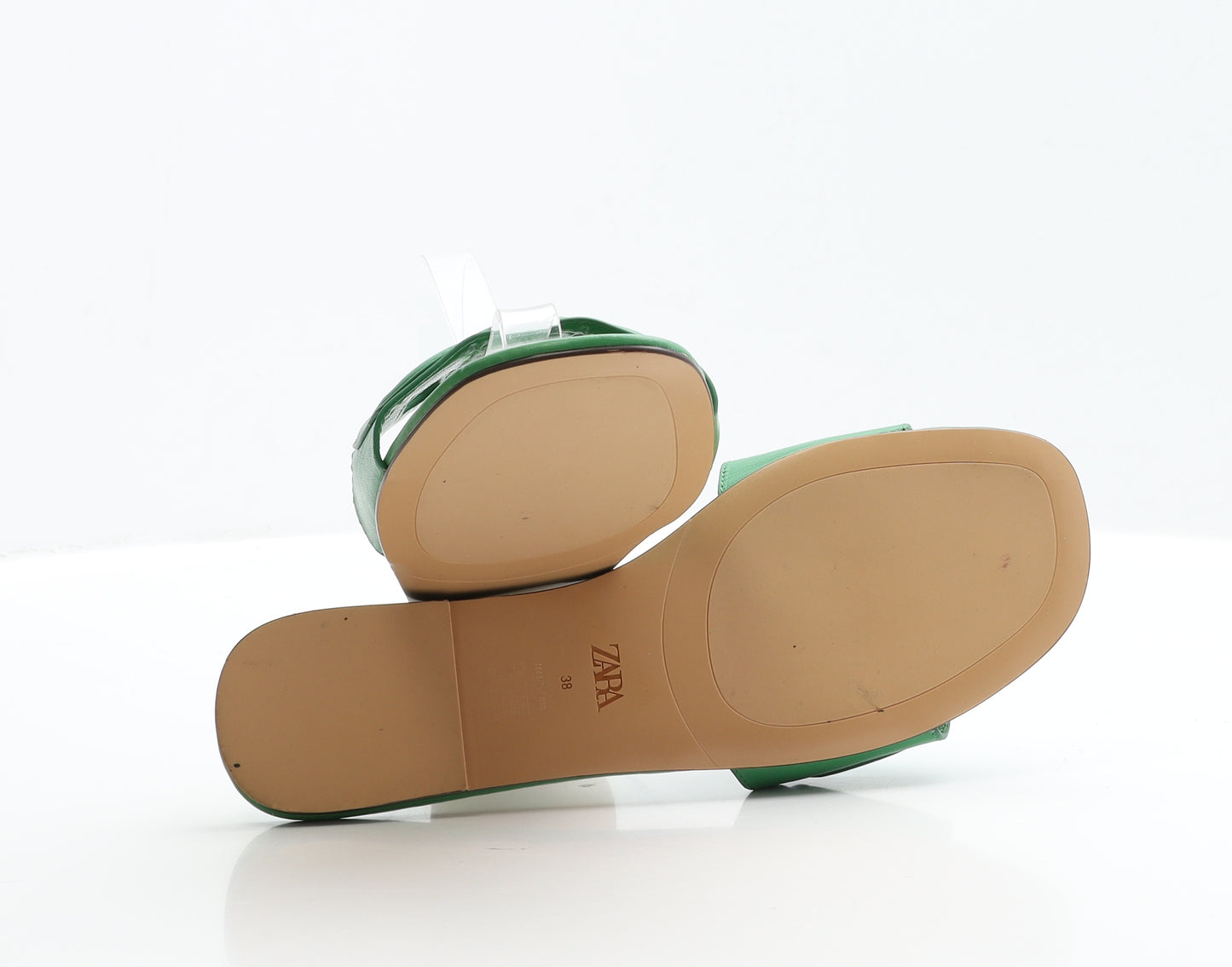 Zara Womens Green Faux Leather Slip On Sandal UK 5 EUR 38