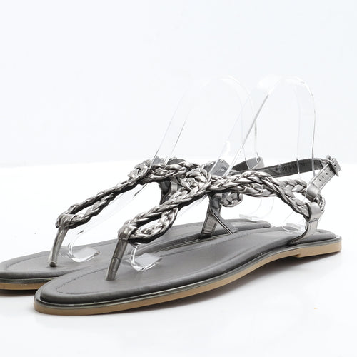 TU Womens Grey Faux Leather Slingback Sandal UK 7 EUR 40