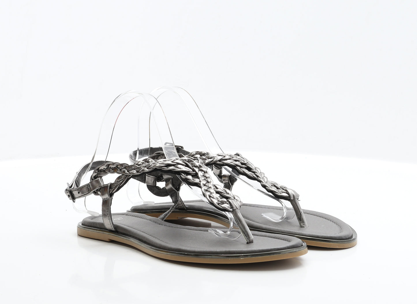 TU Womens Grey Faux Leather Slingback Sandal UK 7 EUR 40