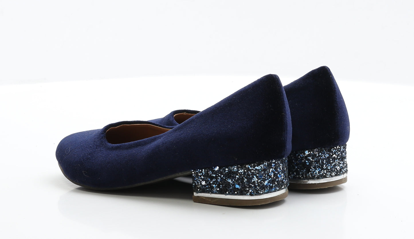 River Island Girls Blue Faux Suede Ballet Casual UK 2