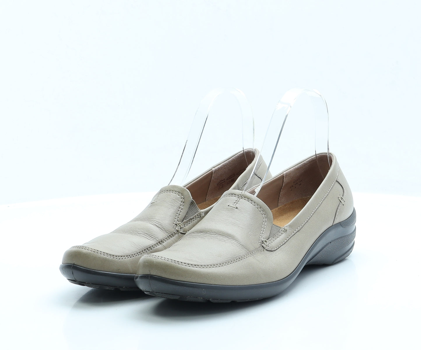 Hotter Womens Beige Faux Leather Loafer Flat UK 6