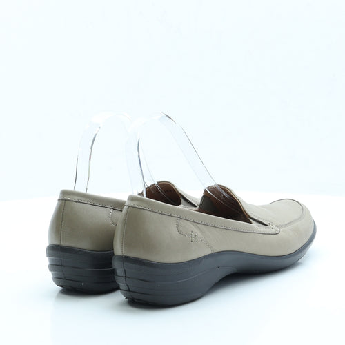 Hotter Womens Beige Faux Leather Loafer Flat UK 6