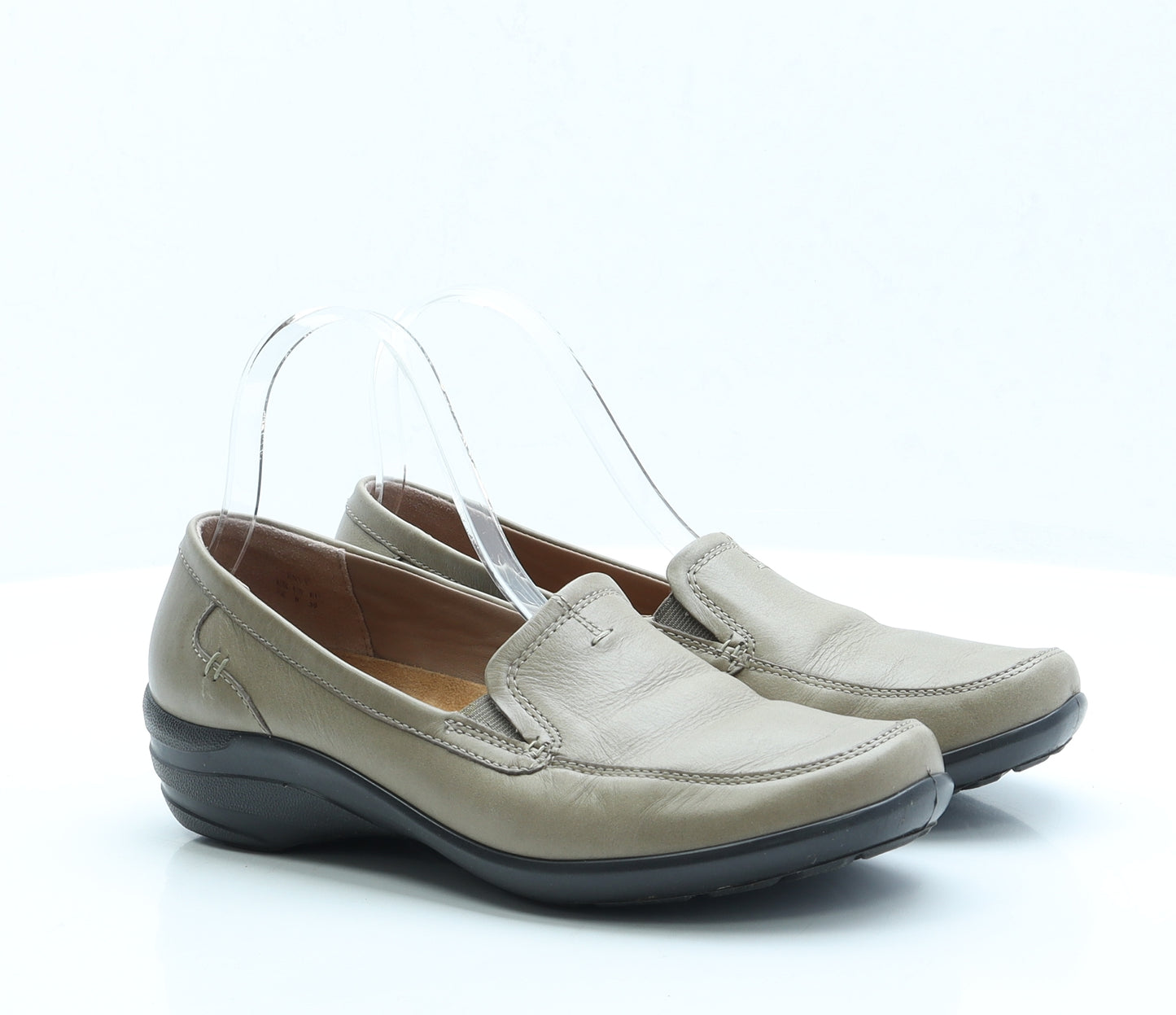 Hotter Womens Beige Faux Leather Loafer Flat UK 6