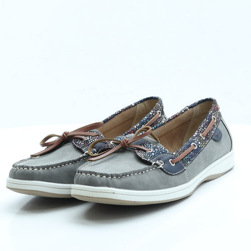 Popcorn Womens Grey Floral Polyester Loafer Flat UK 8 EUR 41