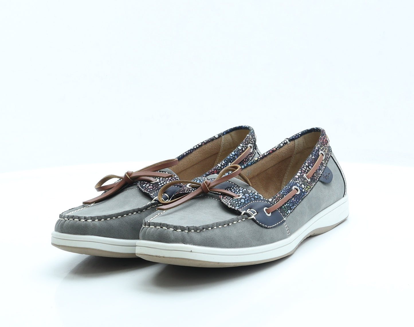 Popcorn Womens Grey Floral Polyester Loafer Flat UK 8 EUR 41