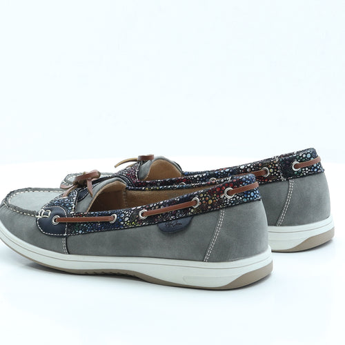 Popcorn Womens Grey Floral Polyester Loafer Flat UK 8 EUR 41