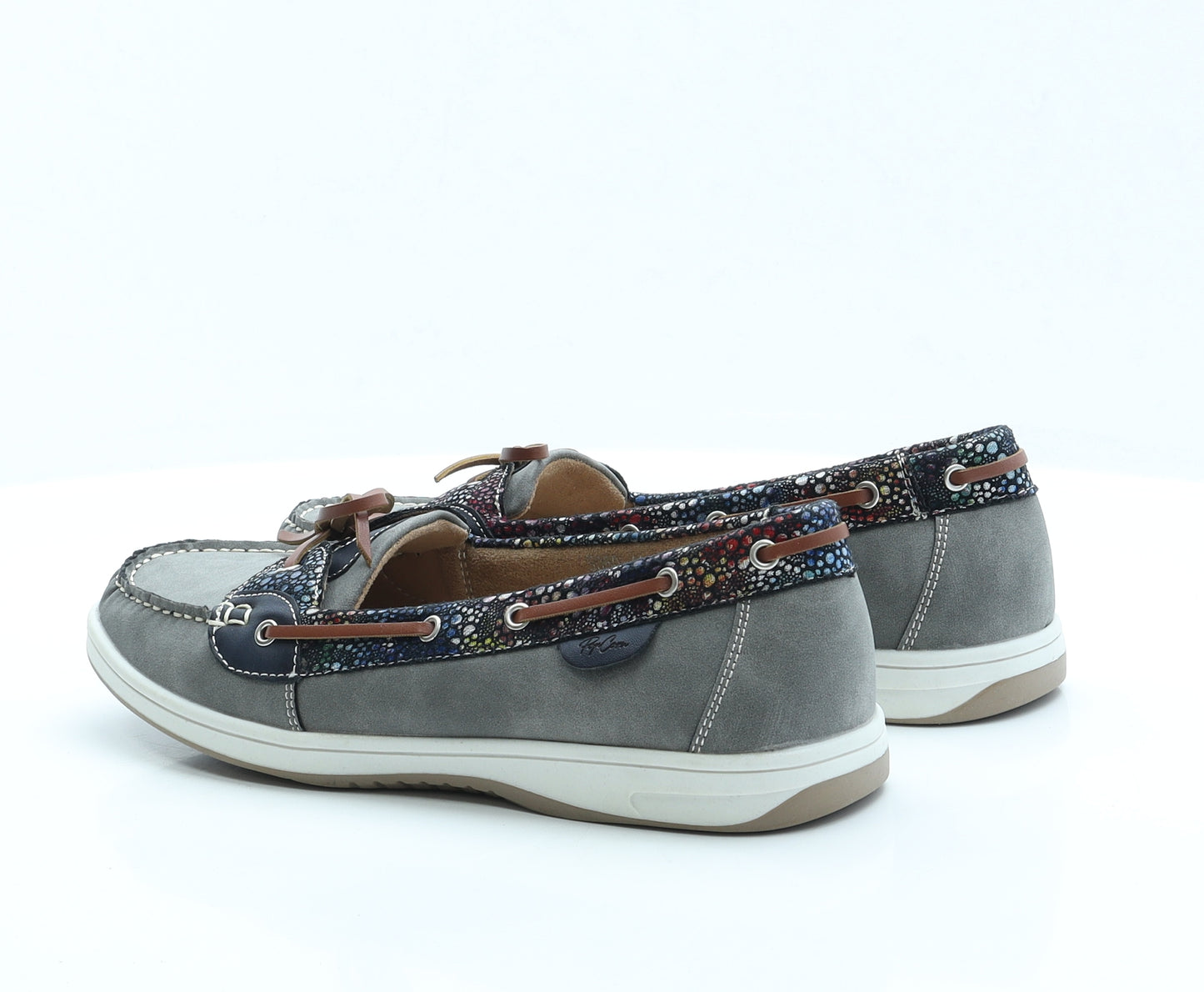 Popcorn Womens Grey Floral Polyester Loafer Flat UK 8 EUR 41