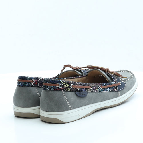 Popcorn Womens Grey Floral Polyester Loafer Flat UK 8 EUR 41