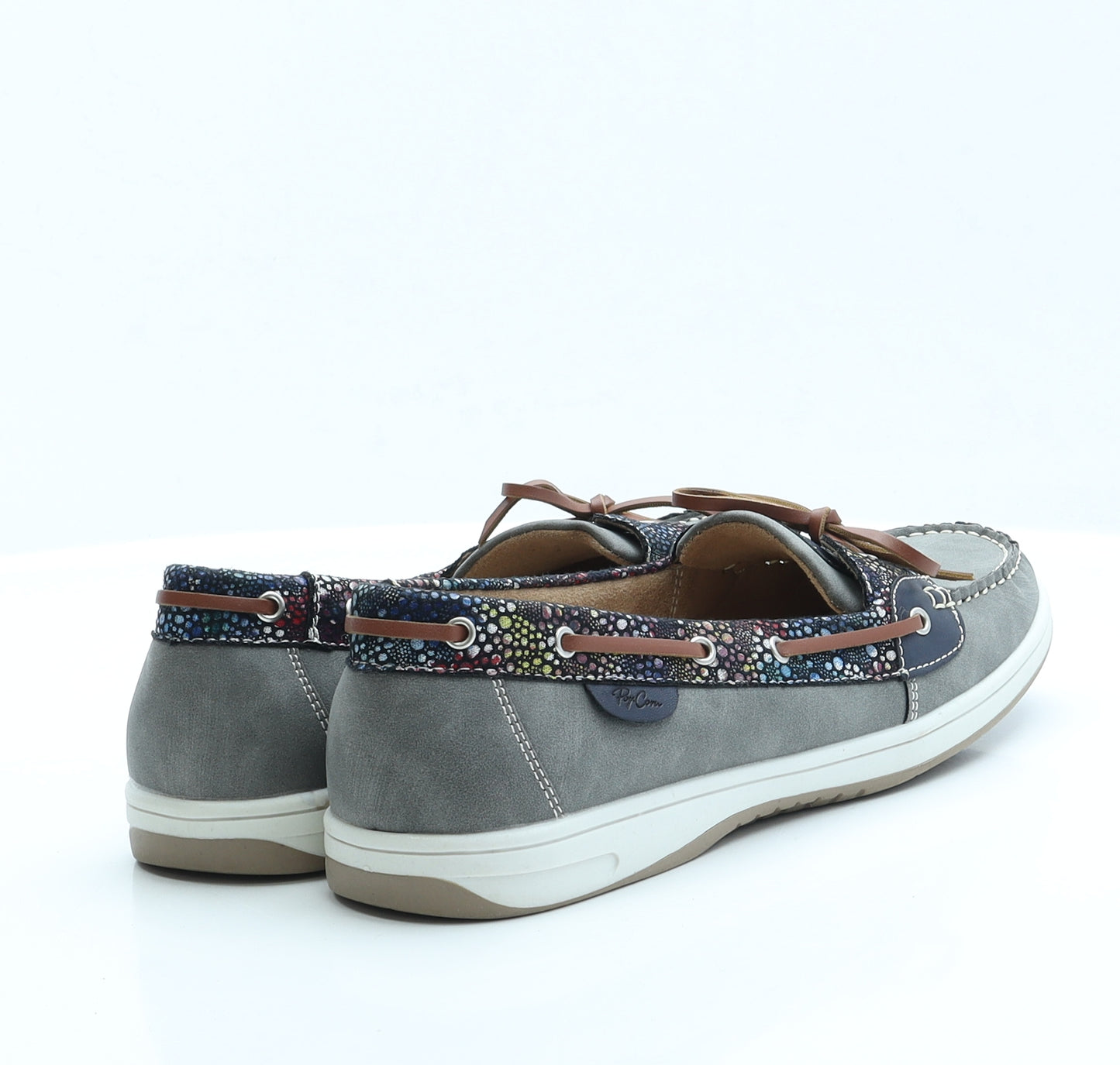Popcorn Womens Grey Floral Polyester Loafer Flat UK 8 EUR 41