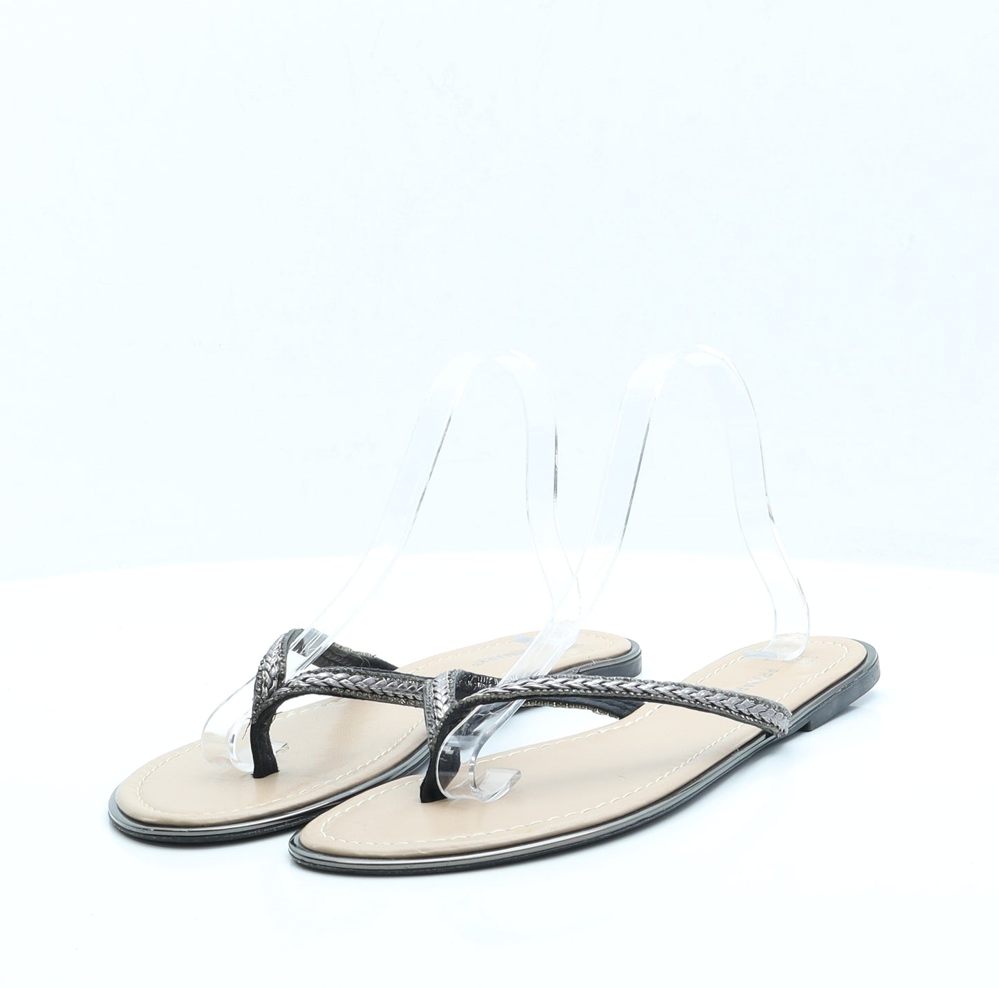 Primark Womens Black Polyester Thong Sandal UK 8 EUR 41 US 10