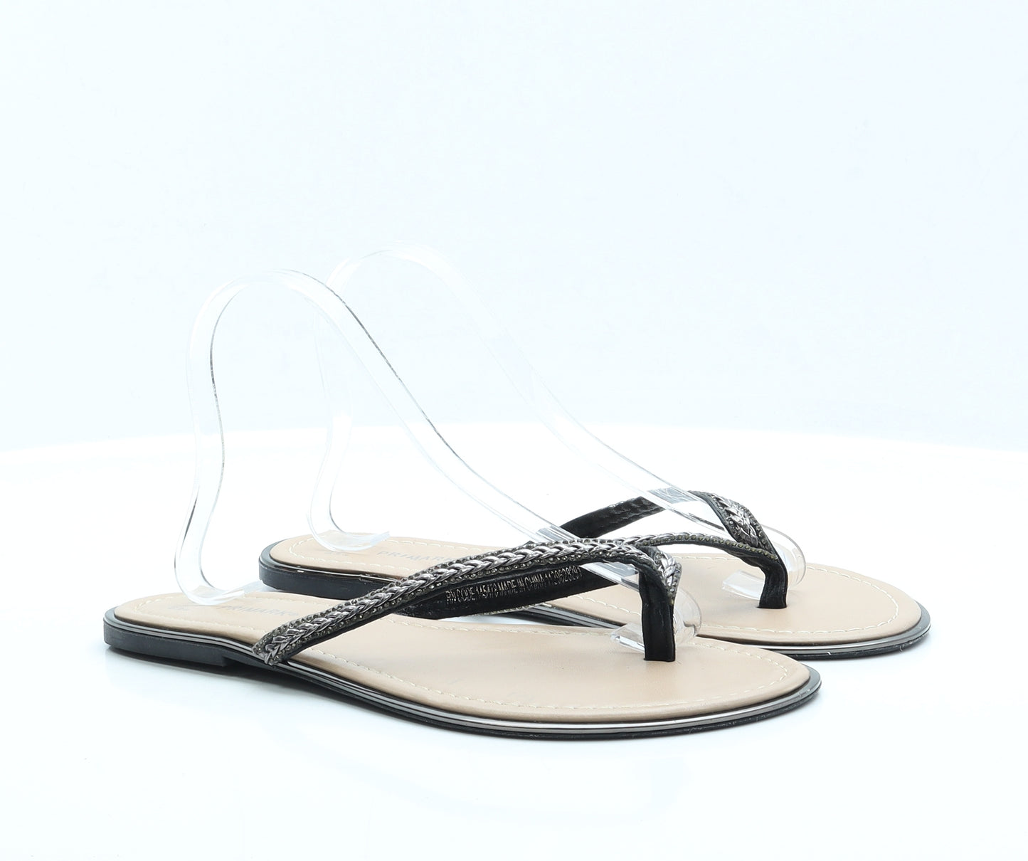 Primark Womens Black Polyester Thong Sandal UK 8 EUR 41 US 10