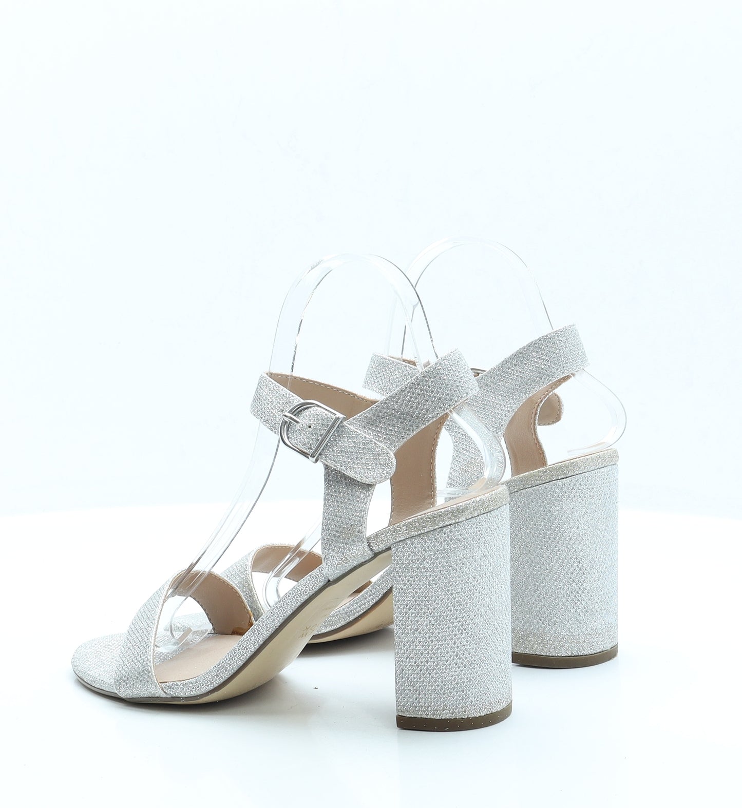 New Look Womens Silver Polyester Strappy Heel UK 7 EUR 40