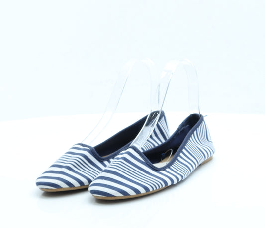 Atmosphere Womens Blue Striped Fabric Ballet Flat UK 3 EUR 36