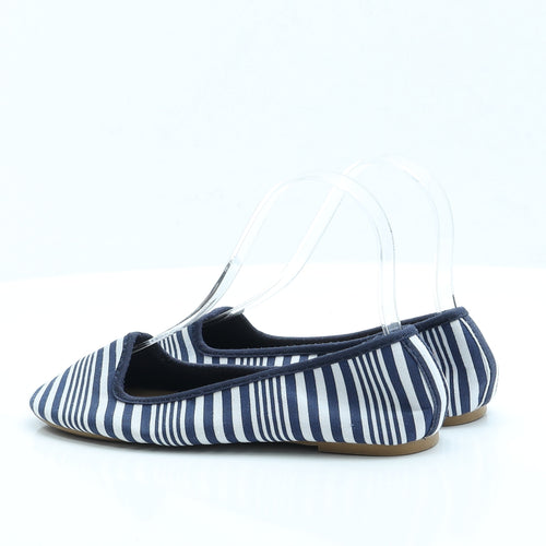 Atmosphere Womens Blue Striped Fabric Ballet Flat UK 3 EUR 36