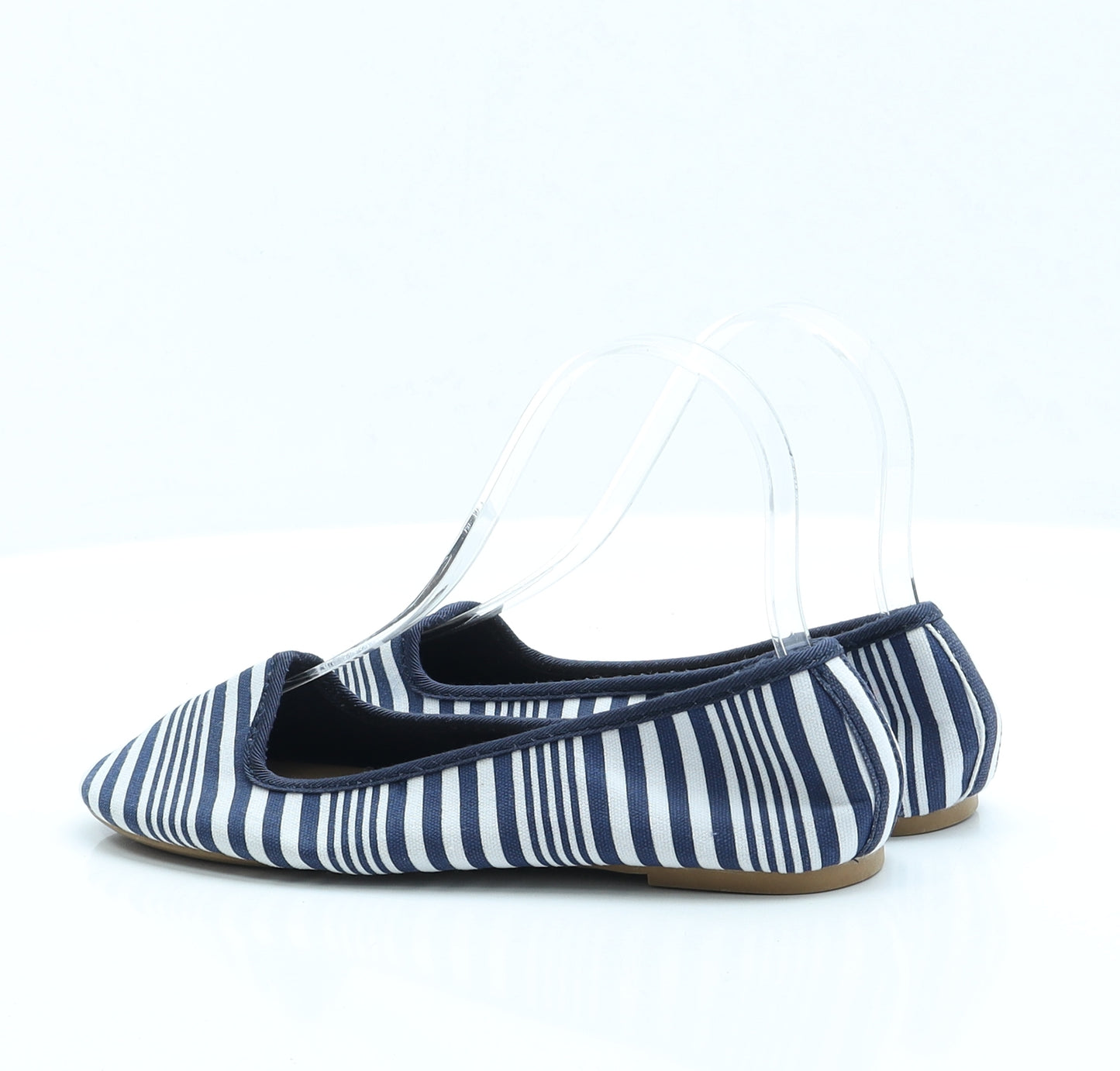 Atmosphere Womens Blue Striped Fabric Ballet Flat UK 3 EUR 36