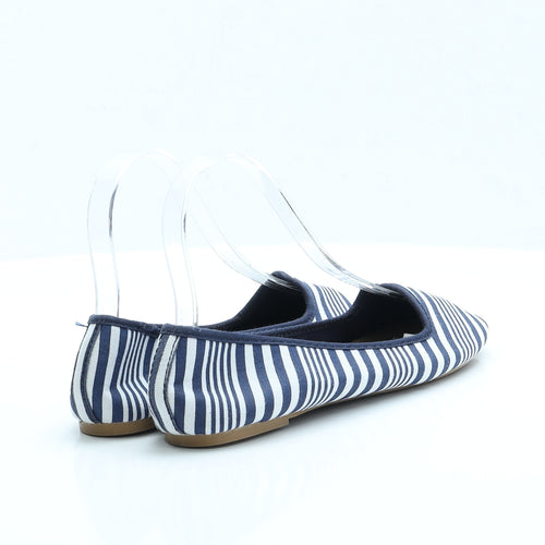 Atmosphere Womens Blue Striped Fabric Ballet Flat UK 3 EUR 36
