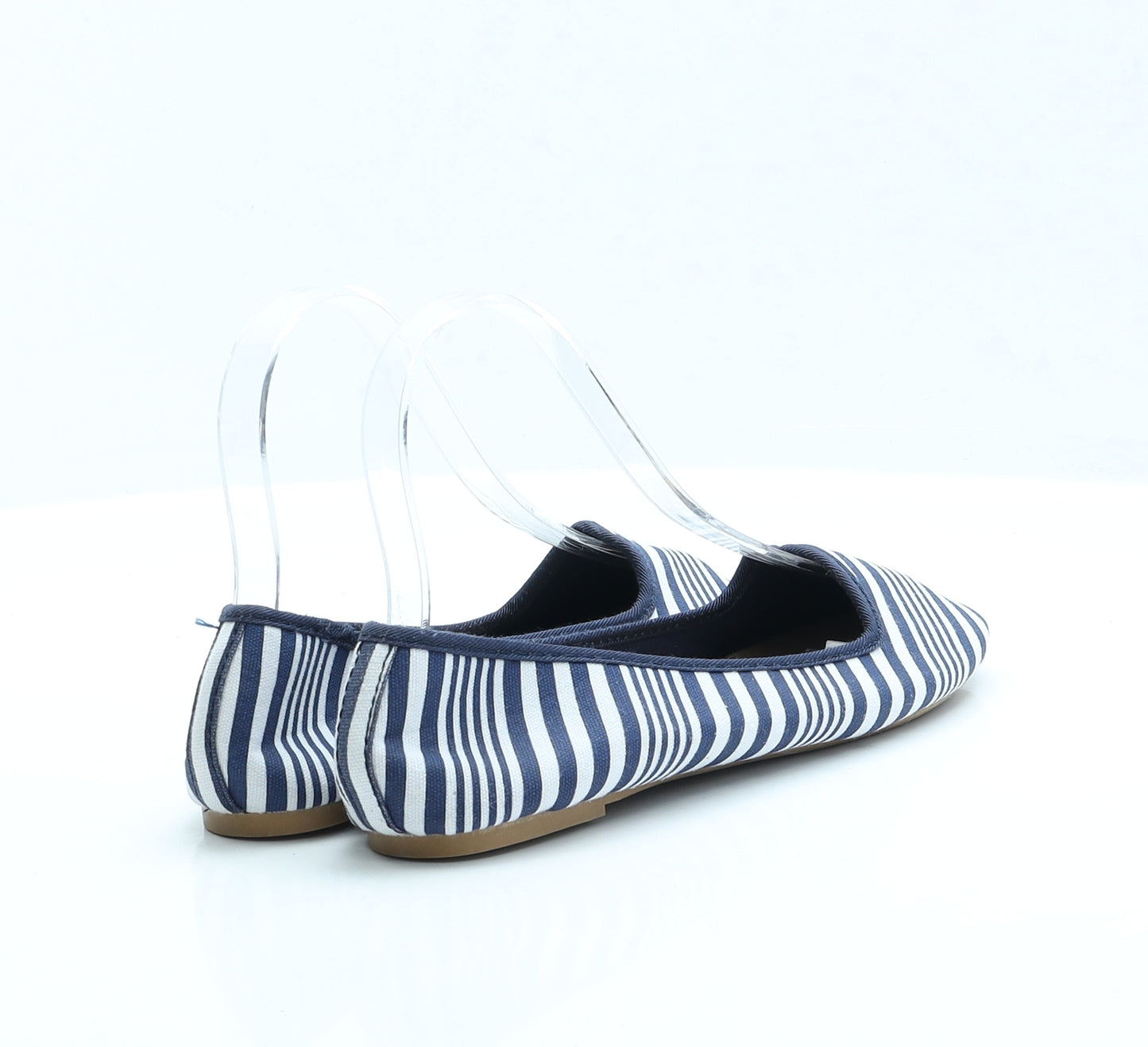 Atmosphere Womens Blue Striped Fabric Ballet Flat UK 3 EUR 36
