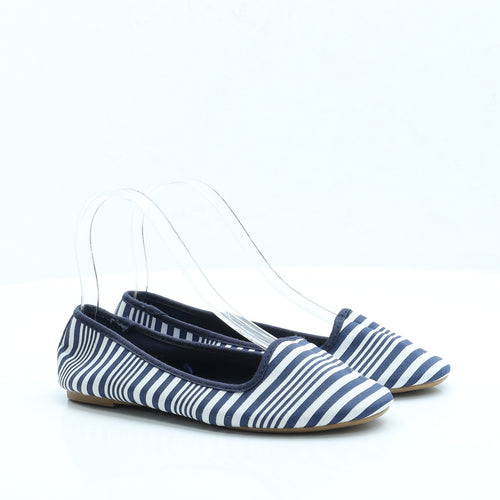 Atmosphere Womens Blue Striped Fabric Ballet Flat UK 3 EUR 36