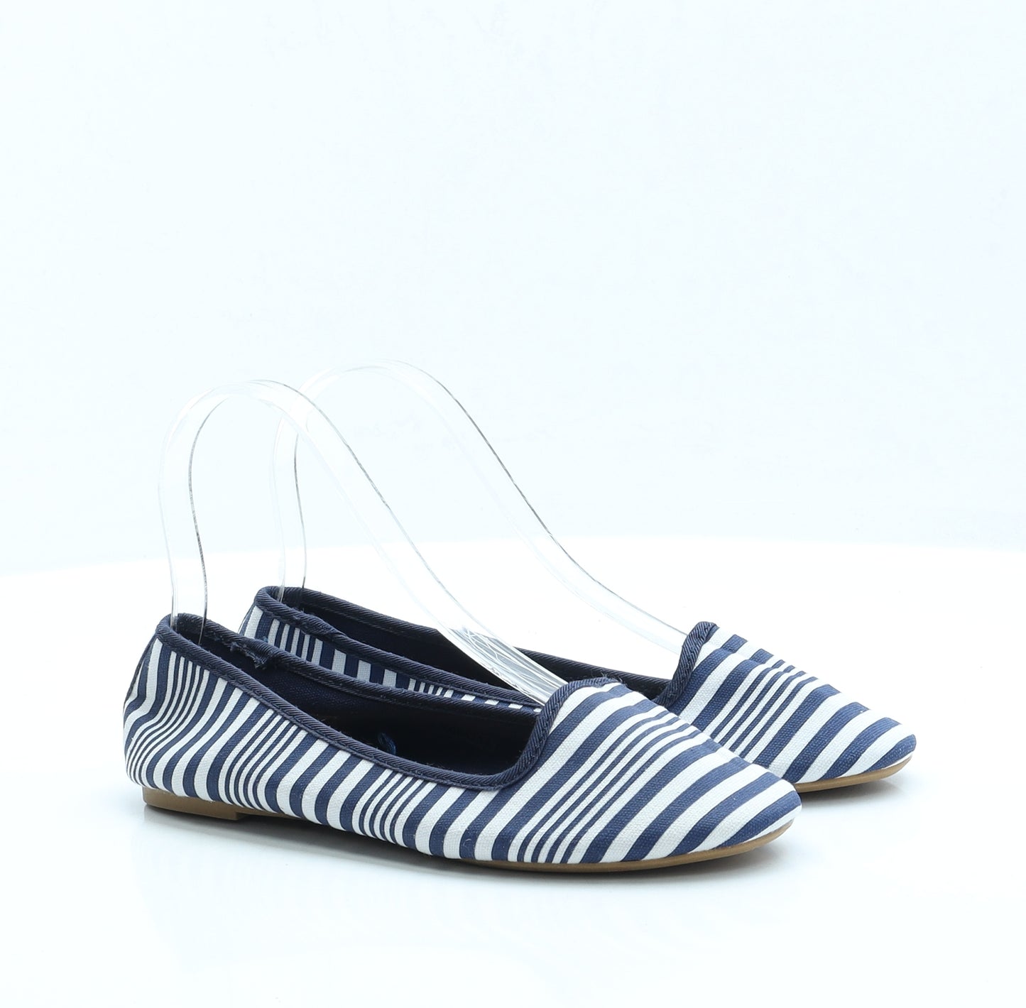 Atmosphere Womens Blue Striped Fabric Ballet Flat UK 3 EUR 36