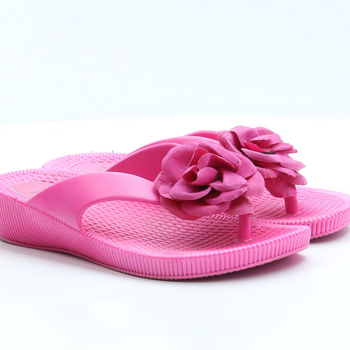 Shoe Zone Womens Pink Rubber Thong Sandal UK 5
