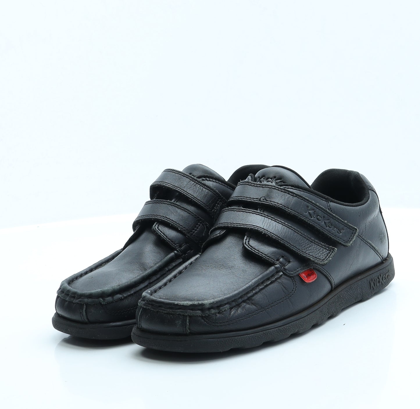 Kickers Boys Black Faux Leather Trainer UK 5 - School