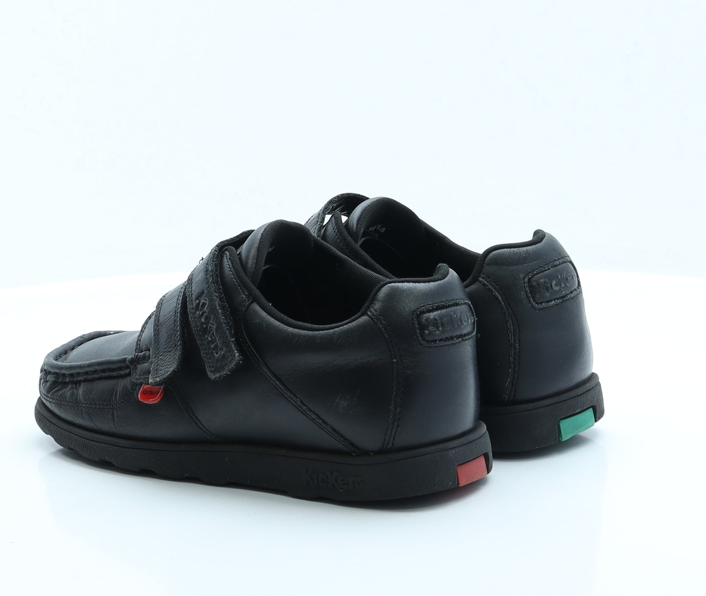 Kickers Boys Black Faux Leather Trainer UK 5 - School