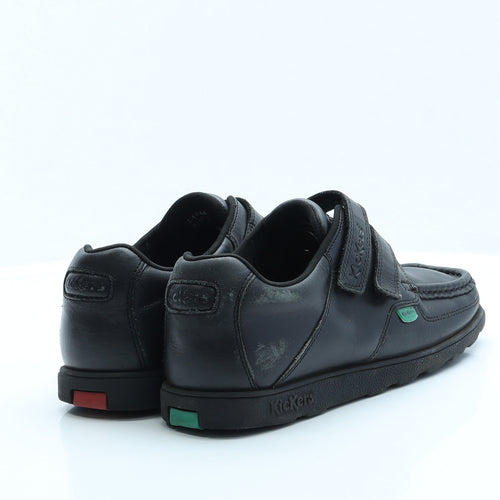 Kickers Boys Black Faux Leather Trainer UK 5 - School