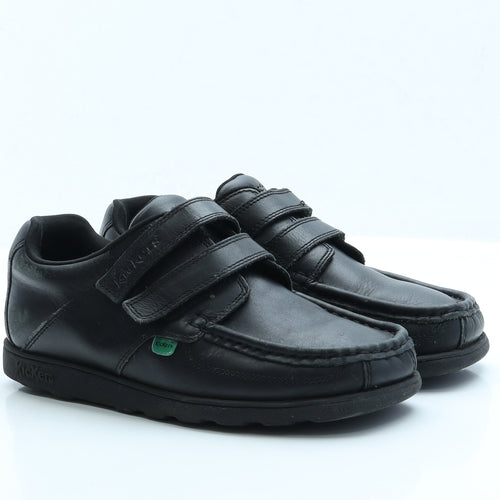 Kickers Boys Black Faux Leather Trainer UK 5 - School