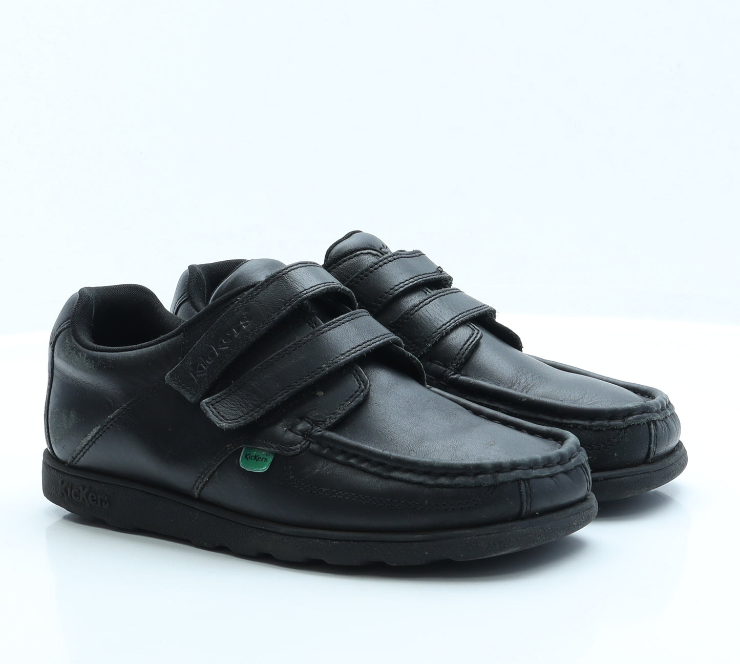 Kickers Boys Black Faux Leather Trainer UK 5 - School