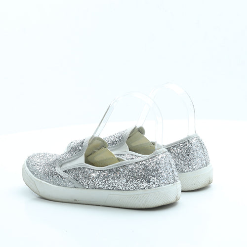 OFFICE Womens Silver Polyester Slip On Flat UK 4 EUR 37